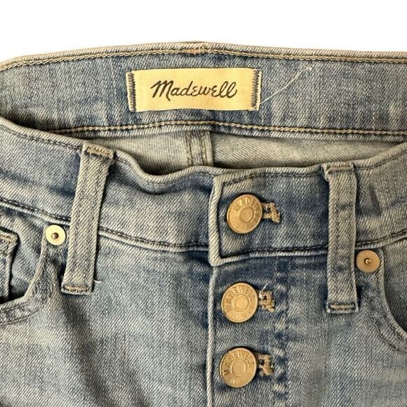 Madewell 9” High Rise Skinny Crop Jeans Light Wash Raw Hem Button Fly Size 26 - Picture 4 of 6